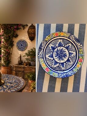 Vintage Spanish Hand-Painted Ceramic Wall Plate